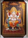 Beautiful Wooden Framed Canvas Print Picture of Ganeshji # 10 - 23 x 33"